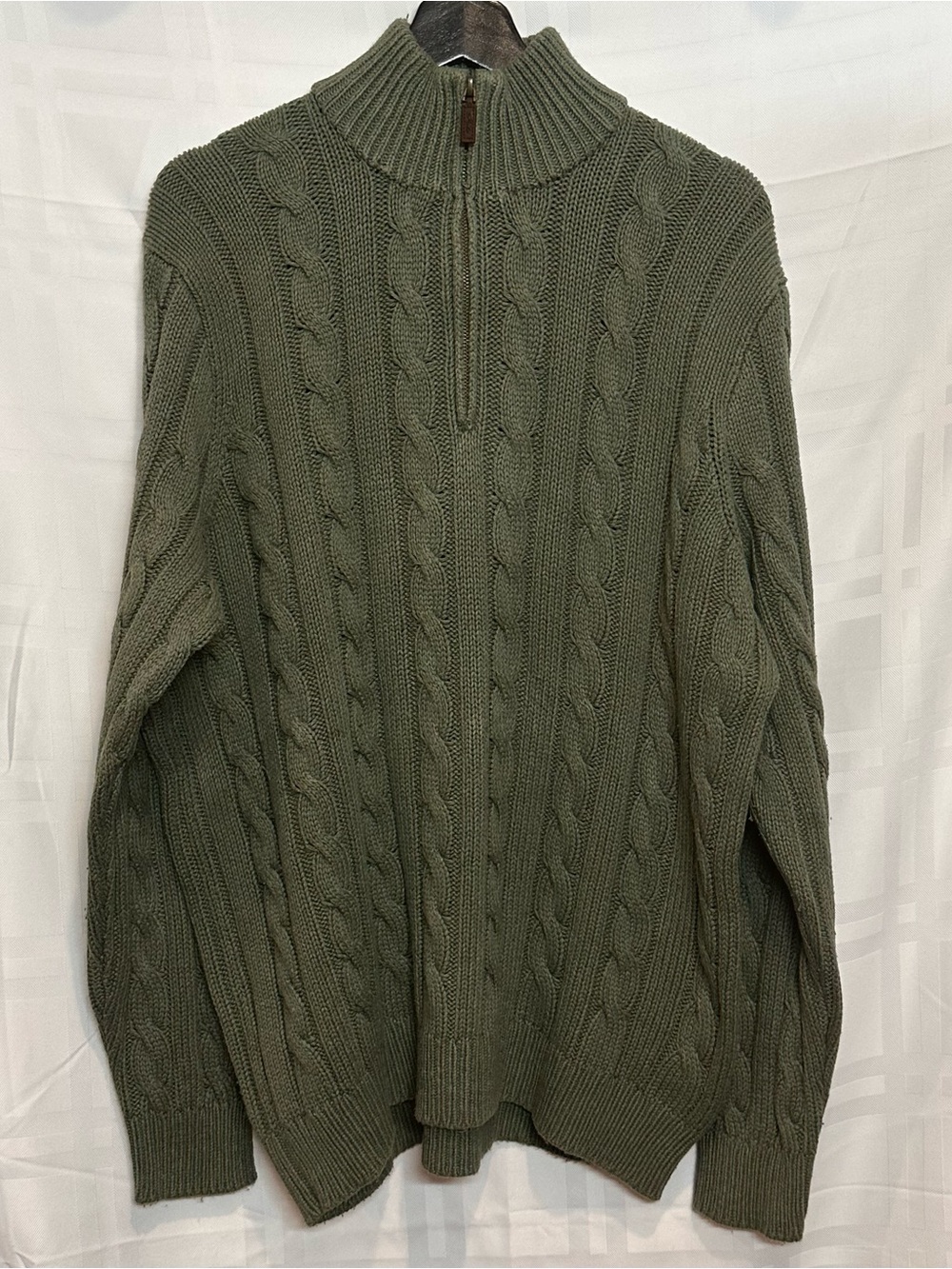 Polo Ralph Lauren Men's Cable Knit Quarter Zip Jumper Olive Green